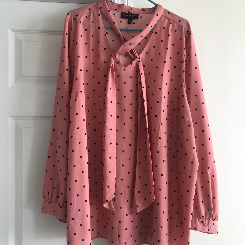 Blush polka dot blouse